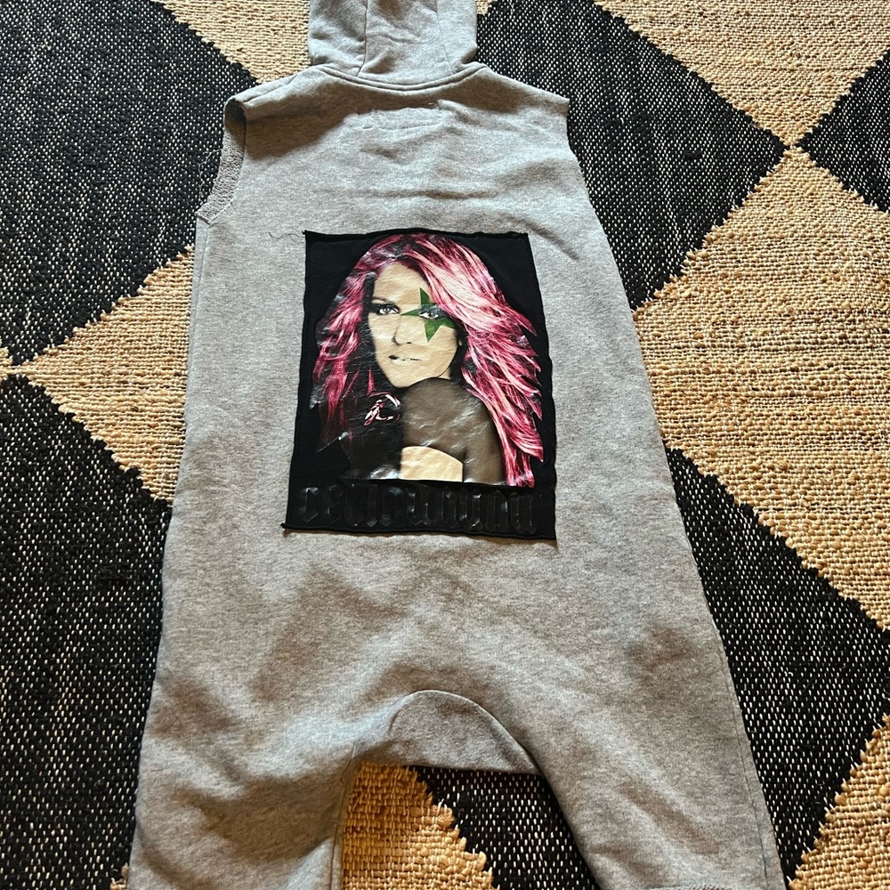 nununu Sleeveless Gray Hooded Bodysuit